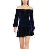 Elegant velvet off-shoulder lantern sleeve dress for women